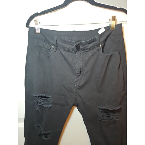 Black Skinny Jeans With Rips Size XL Punk Rocker Metal Grunge - Picture 3 of 9